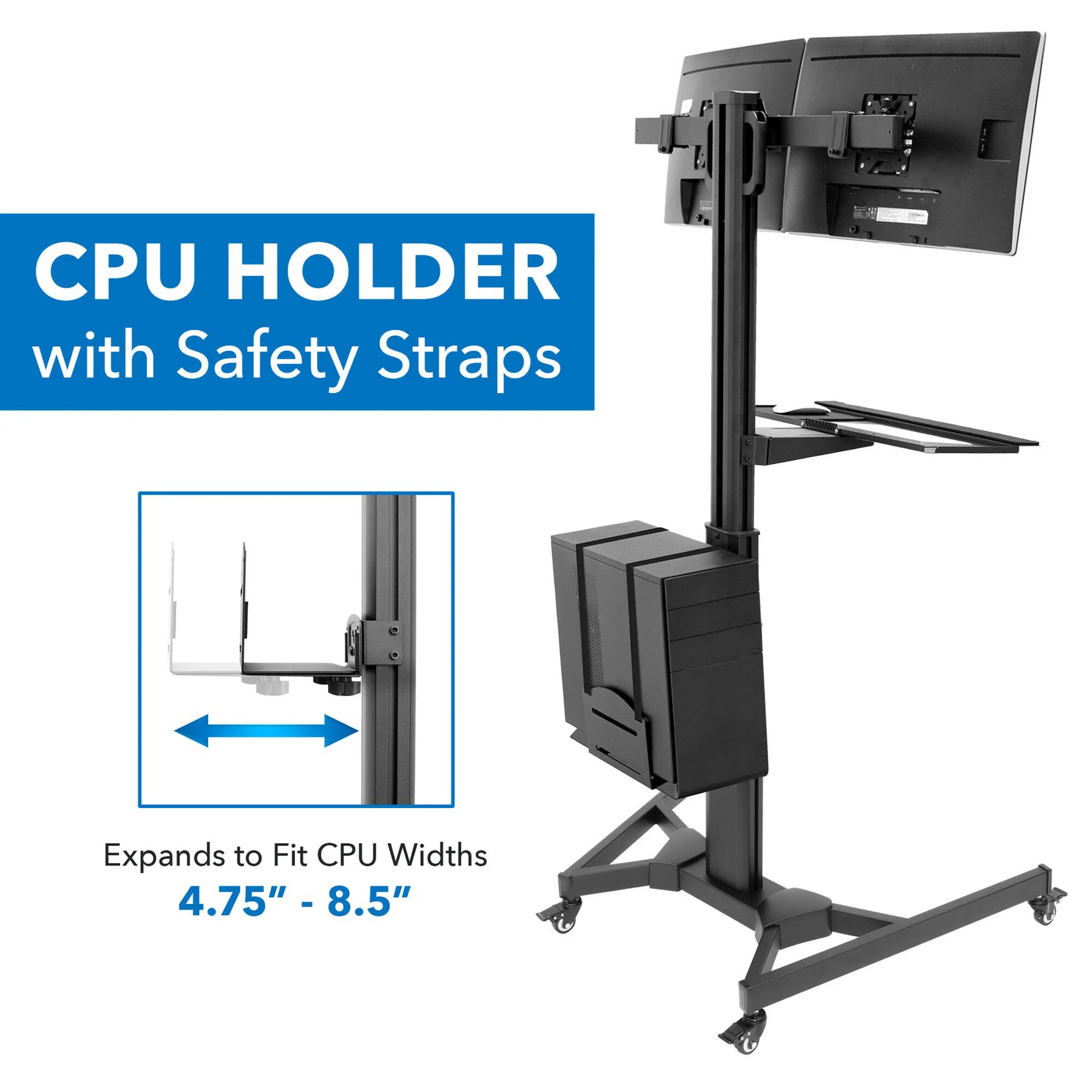Mount-It! Mobile PC Workstation for Dual Monitors - Image 6