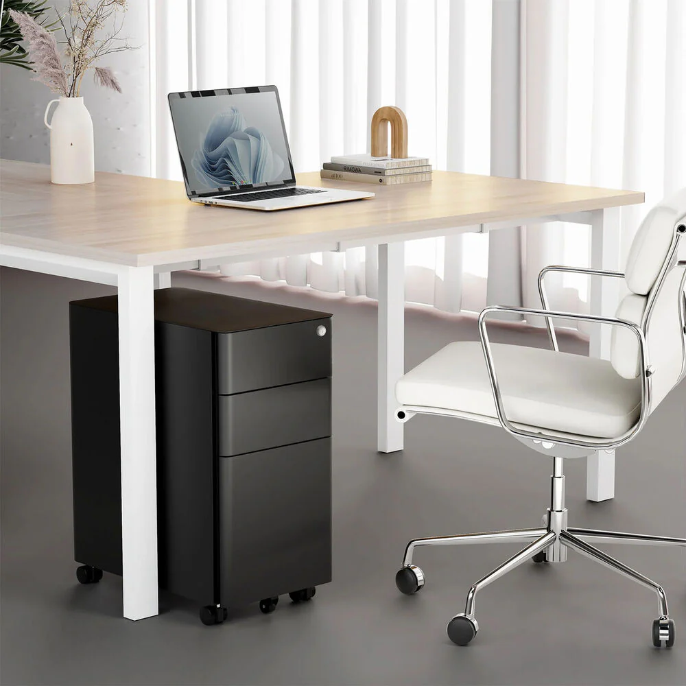Mount-It! Slim Rolling File Cabinet with 3 Drawers (Black) - Image 3