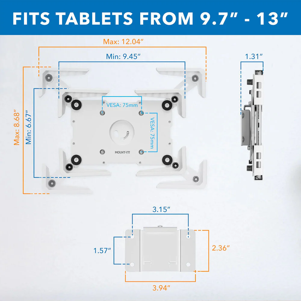Mount-It! Universal Tablet Wall Mount (White) - Image 7