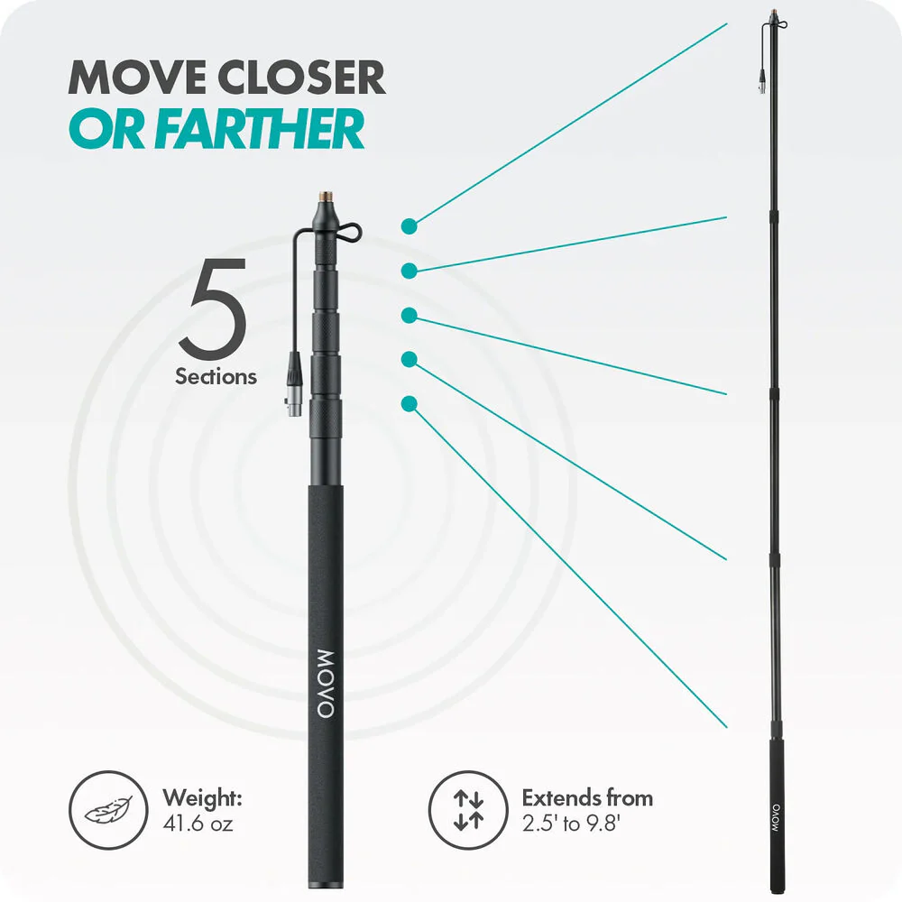 Movo Photo CMP-17C Boompole with Internal XLR Cable - Image 4