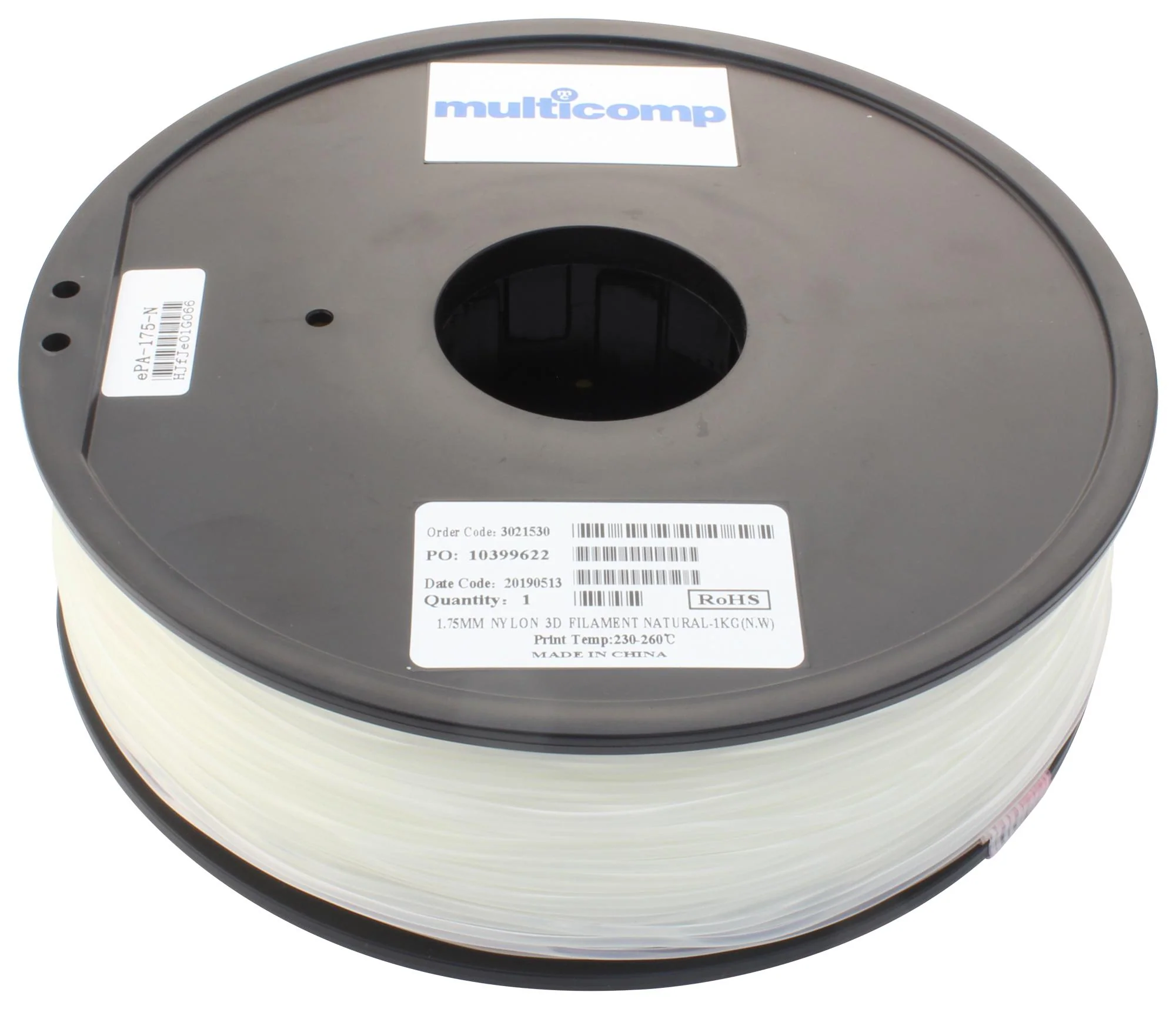 Multicomp MC011476 3D Printer Filament Nylon 1.75 mm Natural 260 °C Melting Temp - Image 2