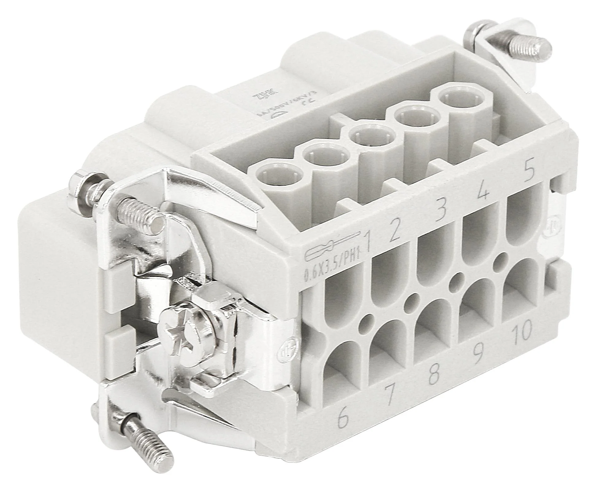 Multicomp PRO MP009565 Heavy Duty Connector MP-HE Inserts Insert 10+PE Contacts 10B Plug Screw Pin - Image 2