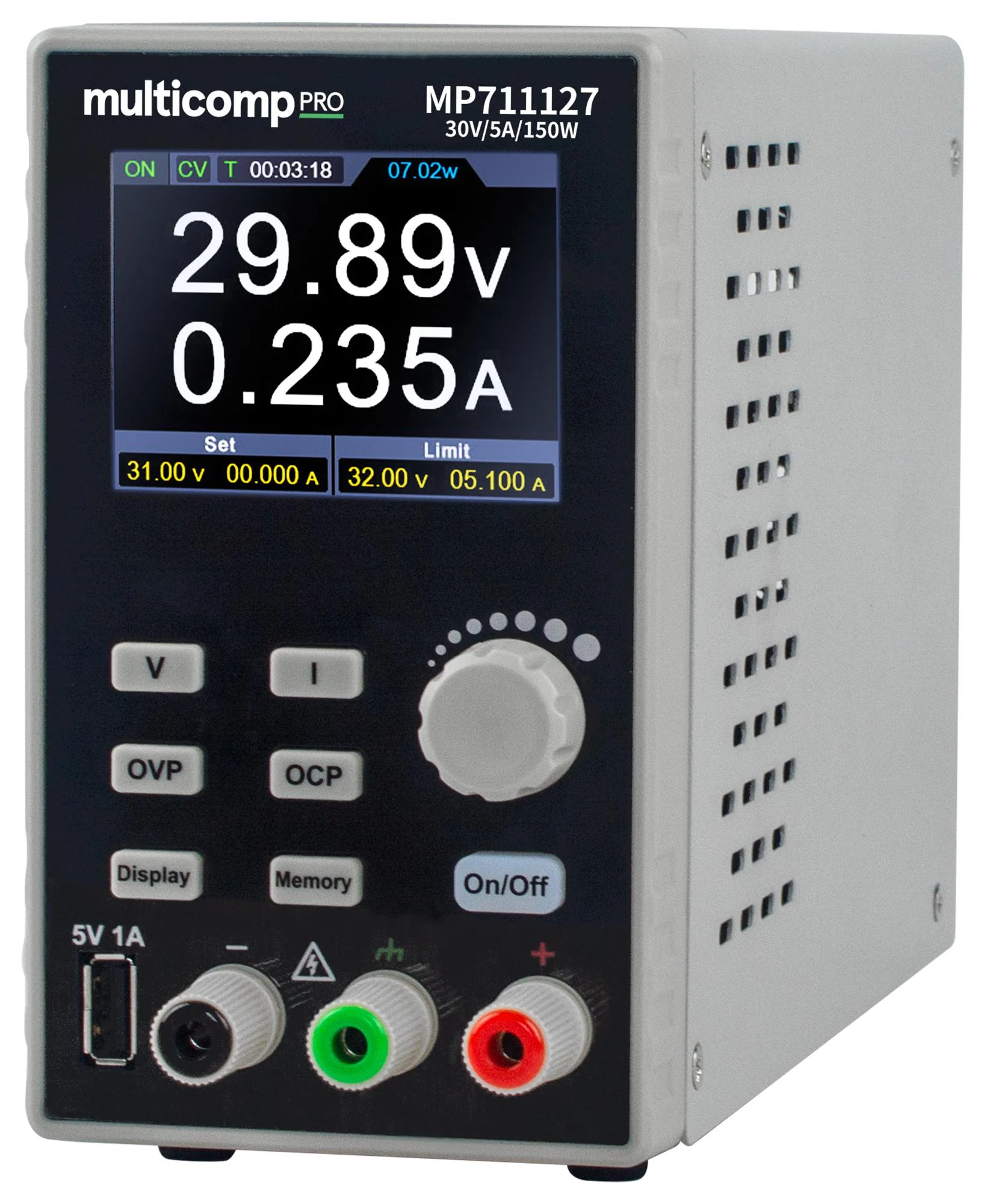 MULTICOMP PRO MP711127 Bench Power Supply, Programmable, 1 Output, 0 V, 30 V, 0 A, 5 A - Image 3