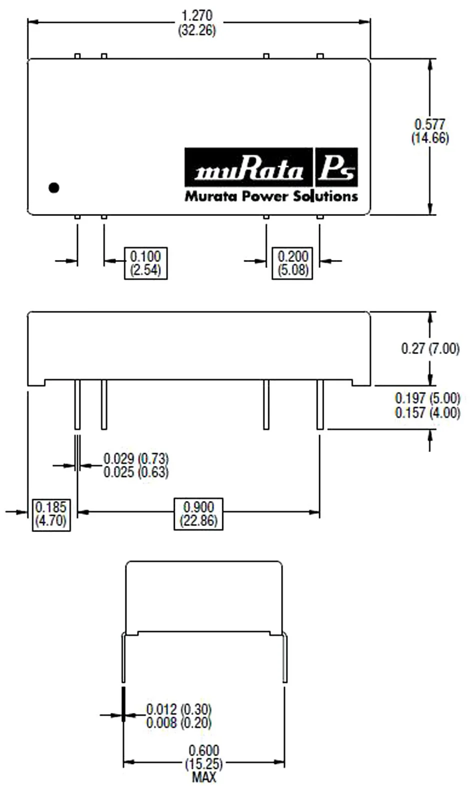 Murata Power Solutions NDTD2412C Isolated Board Mount DC/DC Converter Low Profile ITE 2 Output 3 W 12 V 125 mA -12 - Image 2