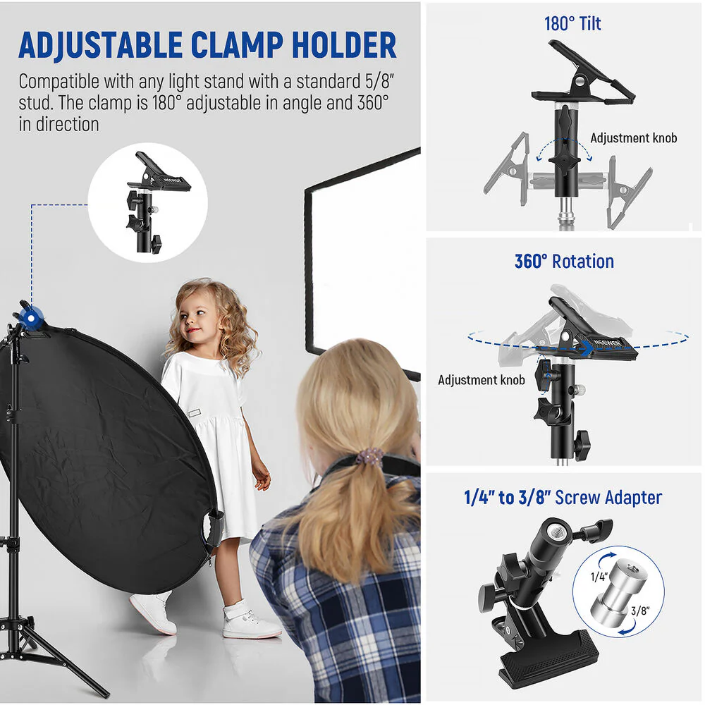 Neewer 5-in-1 Collapsible Reflector with Studio Clamp Kit (32") - Image 3
