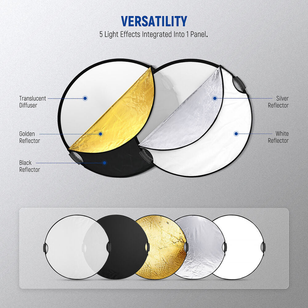 Neewer 5-in-1 Collapsible Reflector with Studio Clamp Kit (32") - Image 4