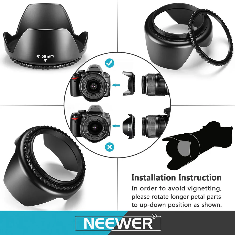 Neewer 58mm ND, CPL, UV & FLD Lens Filter Kit with Accessories (6-Pack) - Image 2