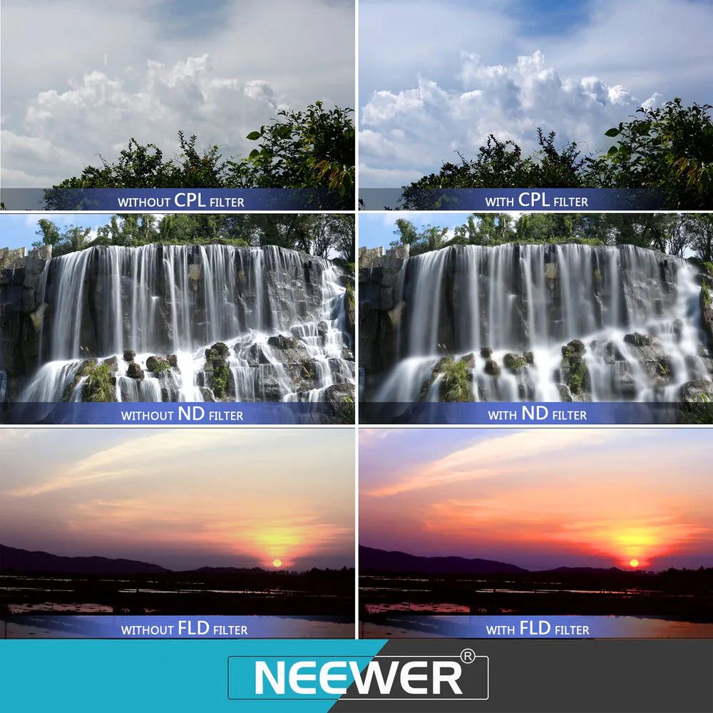 Neewer 58mm ND, CPL, UV & FLD Lens Filter Kit with Accessories (6-Pack) - Image 4