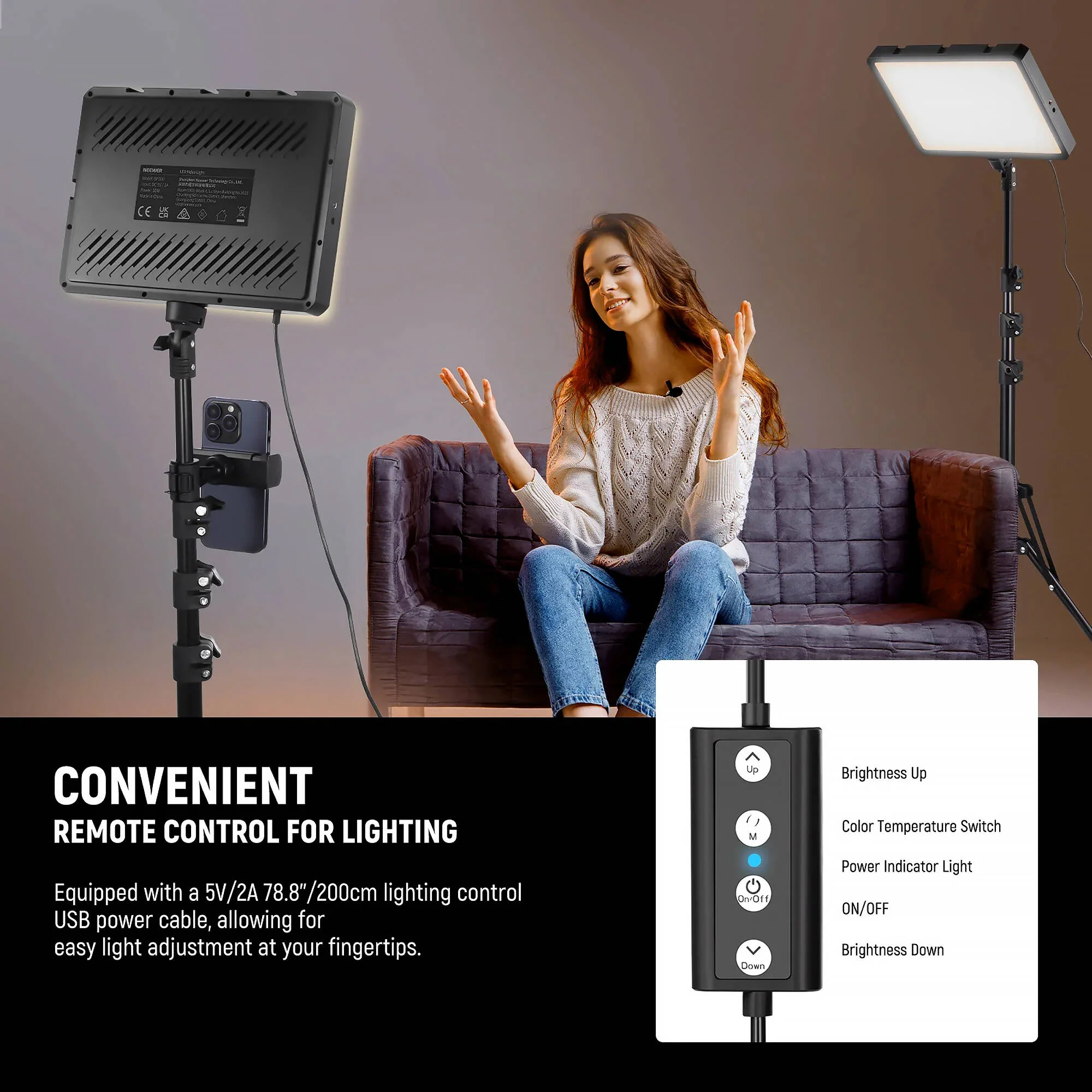 Neewer BASICS BP300 Bi-Color LED Light Panel (2-Light Kit) - Image 4
