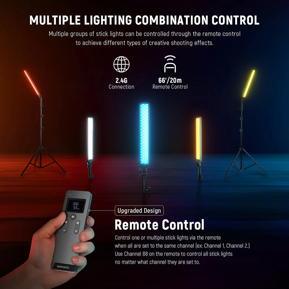 Neewer BH20B Upgraded LED Video Light Stick Kit (2-Pack) - Image 4