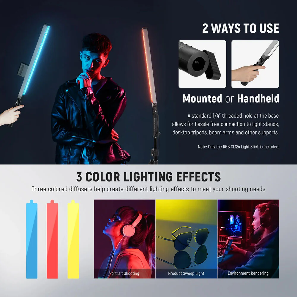 Neewer BH20B Upgraded LED Video Light Stick Kit (2-Pack) - Image 5