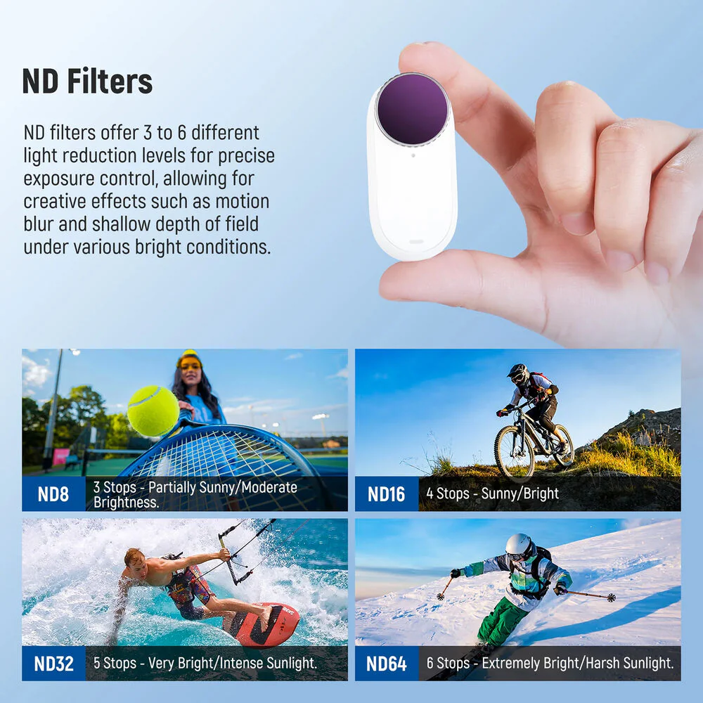 Neewer Lens Filter Kit for Insta360 GO 3S (UV, CPL, ND8, ND16, ND32, ND64) - Image 3