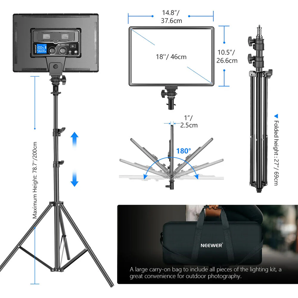 Neewer NL-288ARC Bi-Color LED Light Panel (2-Light Kit) - Image 2
