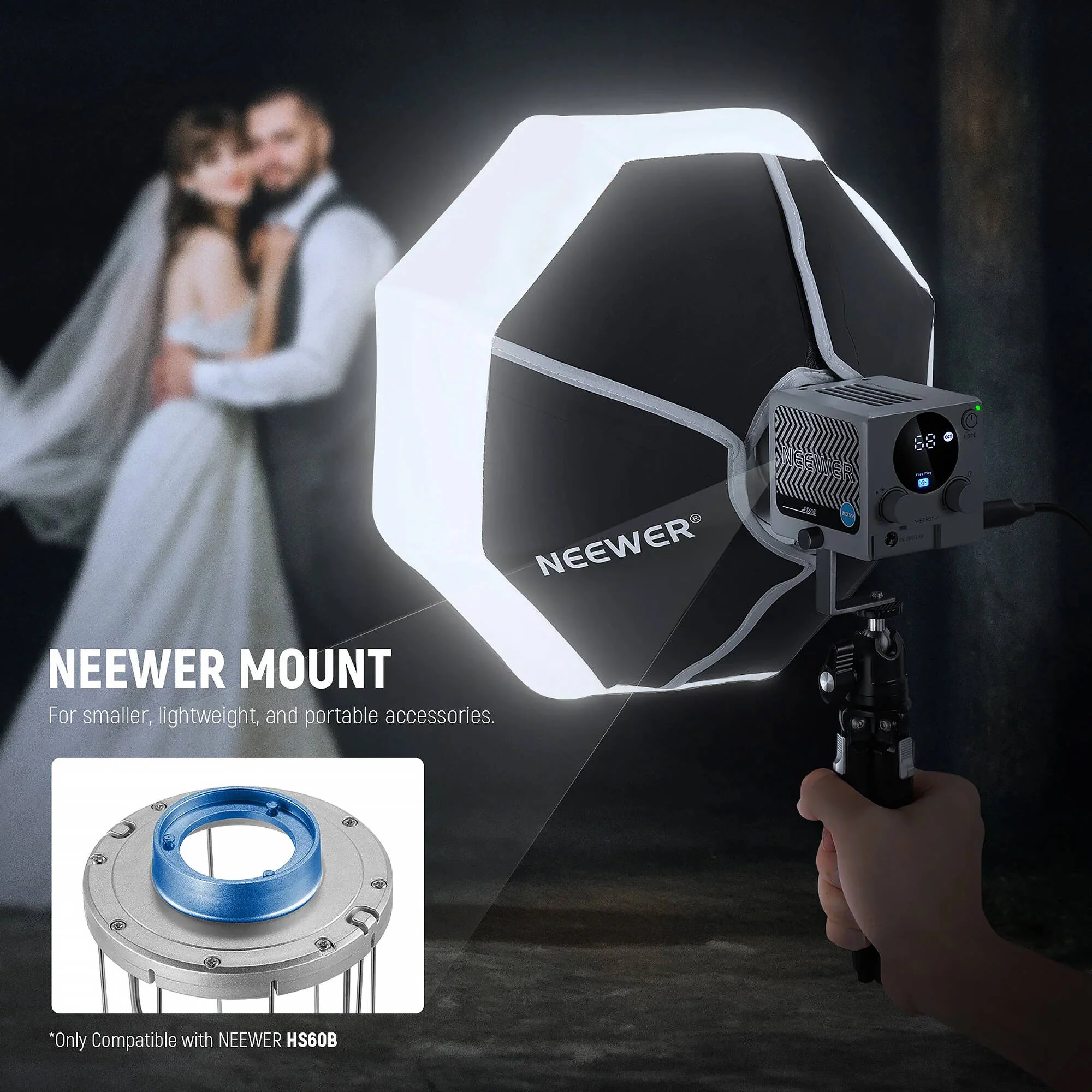 Neewer NS7L Lantern Softbox for HS60B Mini Bi-Color LED Monolight (12") - Image 2