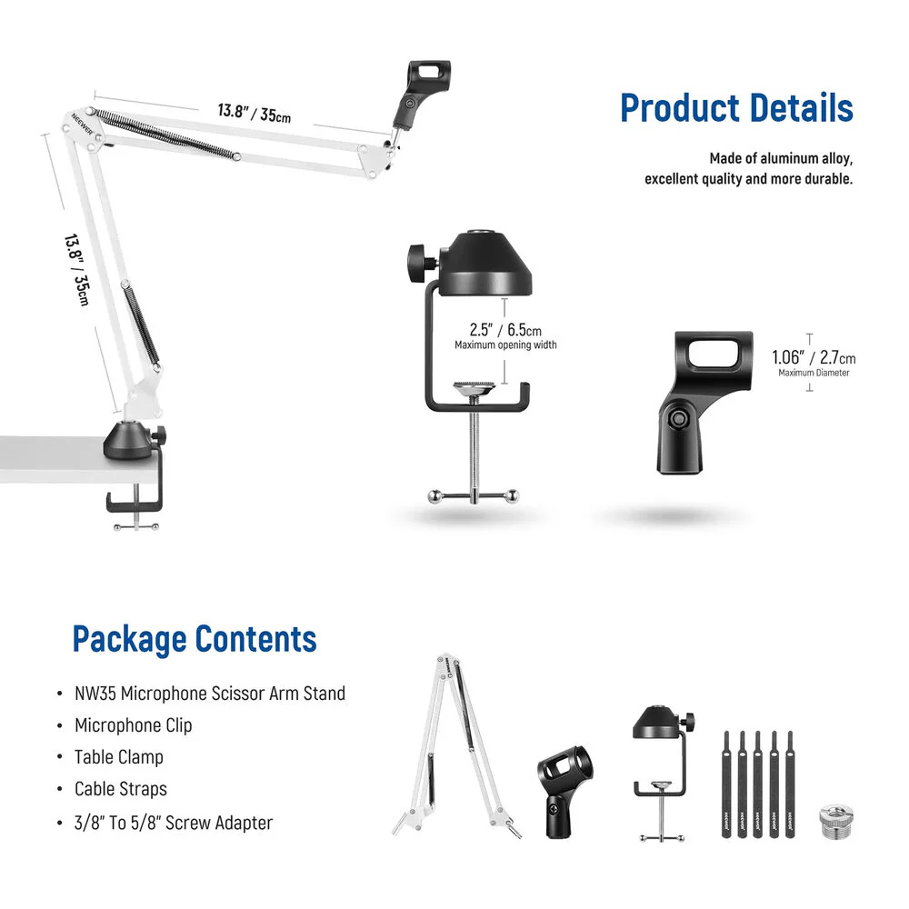Neewer NW-35 Suspension Boom Scissor Mic Arm Stand (Black) - Image 7
