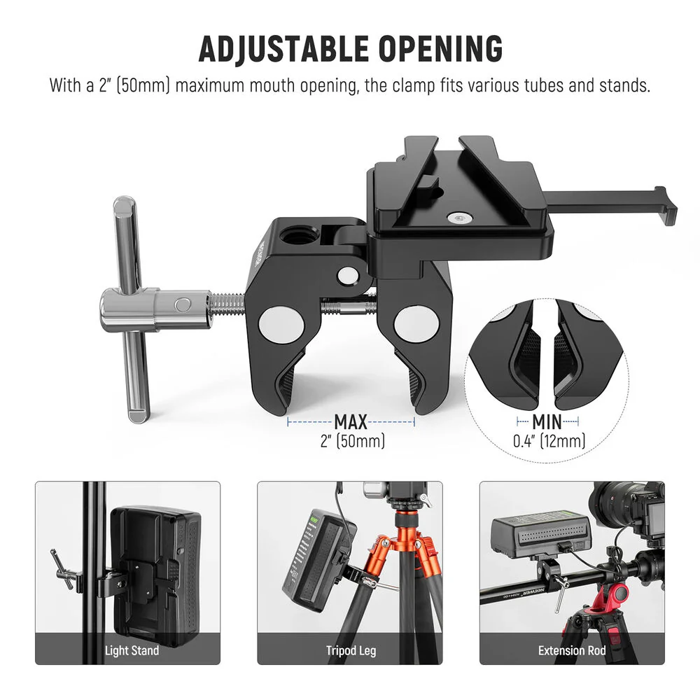 Neewer PS006 V-Lock Mounting Plate with Super Crab Clamp - Image 3