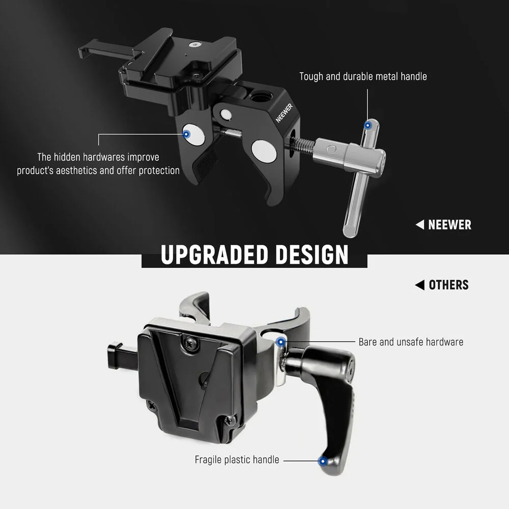 Neewer PS006 V-Lock Mounting Plate with Super Crab Clamp - Image 5