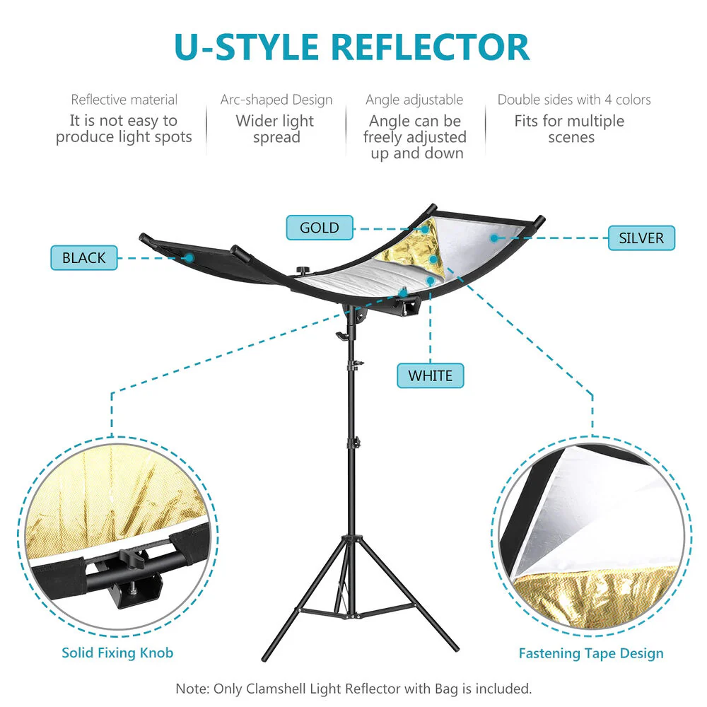 Neewer Small Clamshell Light Reflector/Diffuser with Carry Bag (39 x 18") - Image 4