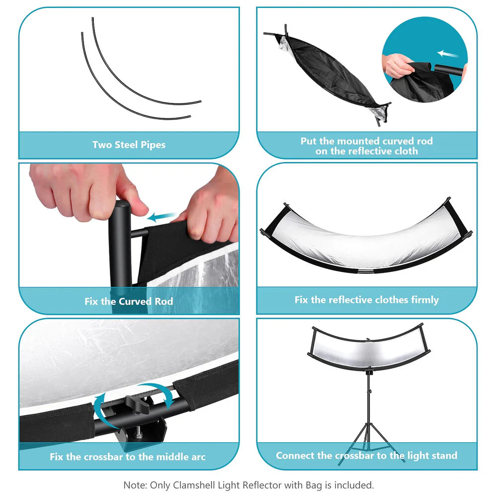 Neewer Small Clamshell Light Reflector/Diffuser with Carry Bag (39 x 18") - Image 6