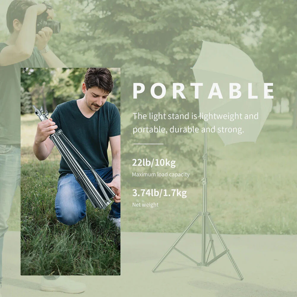 Neewer Stainless Steel Photography Light Stand (6.6') - Image 3