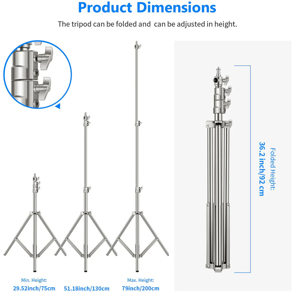 Neewer Stainless Steel Photography Light Stand (6.6') - Image 4