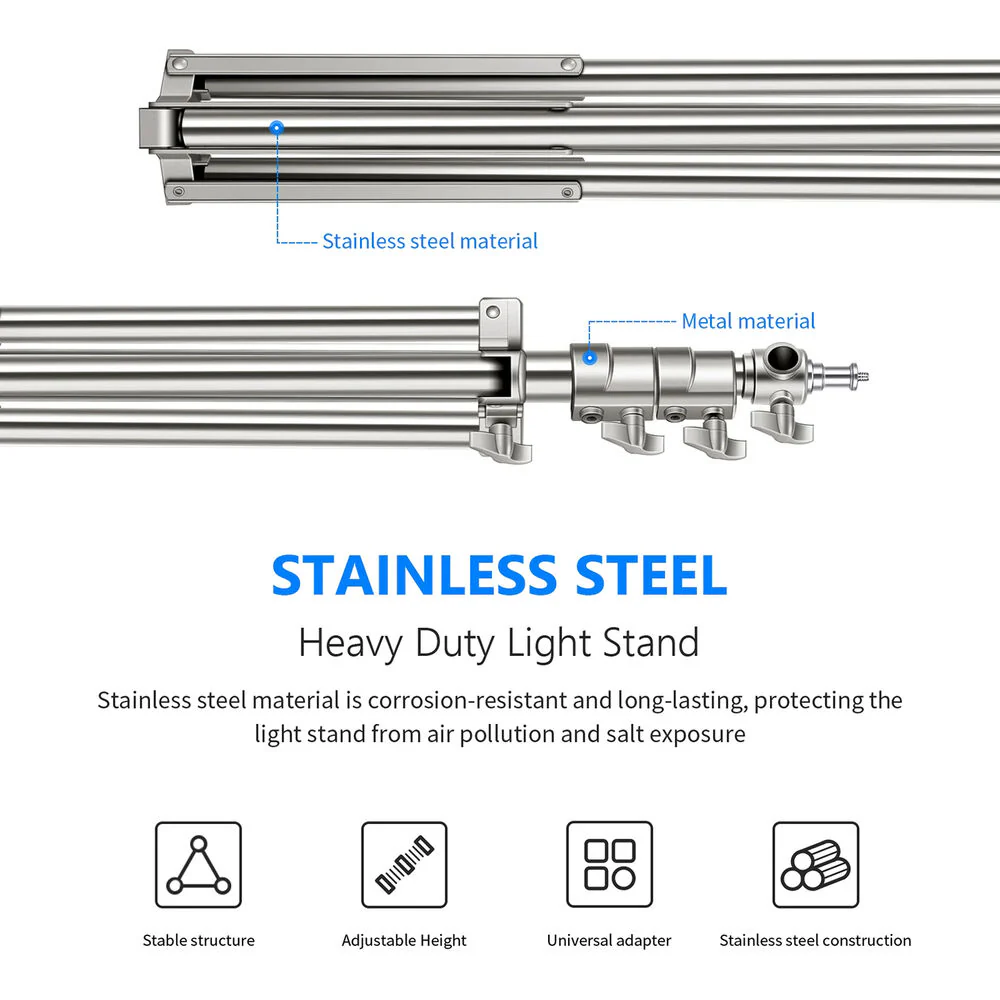 Neewer Stainless Steel Photography Light Stand (6.6') - Image 7