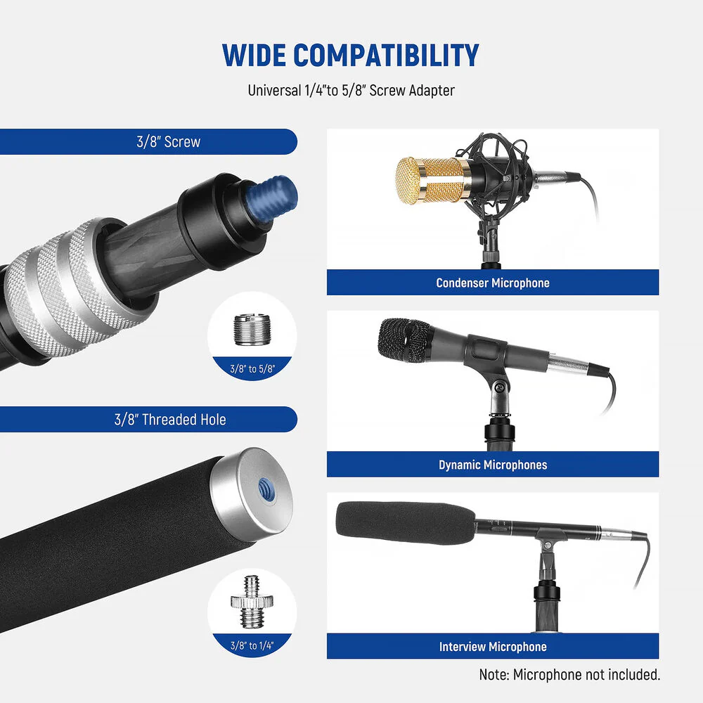 Neewer Upgraded MS-300C Microphone Boompole (Black, 9.8') - Image 4