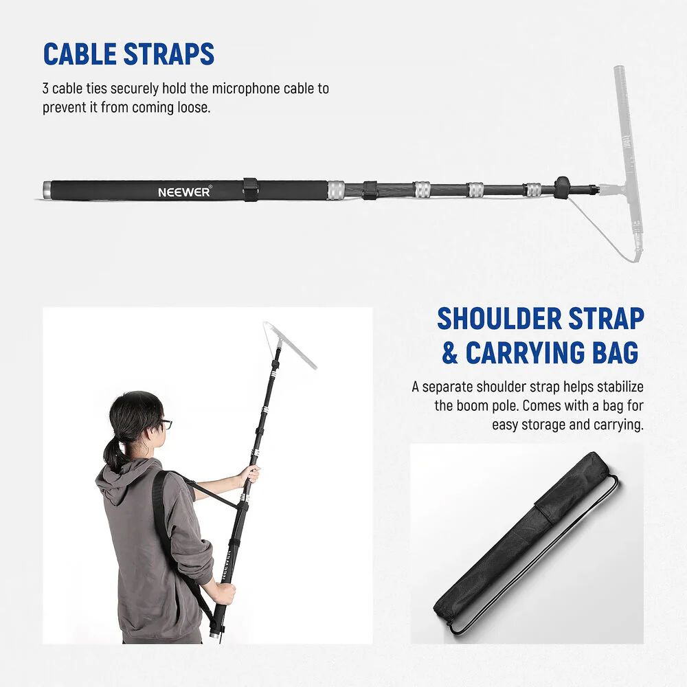 Neewer Upgraded MS-300C Microphone Boompole (Black, 9.8') - Image 5