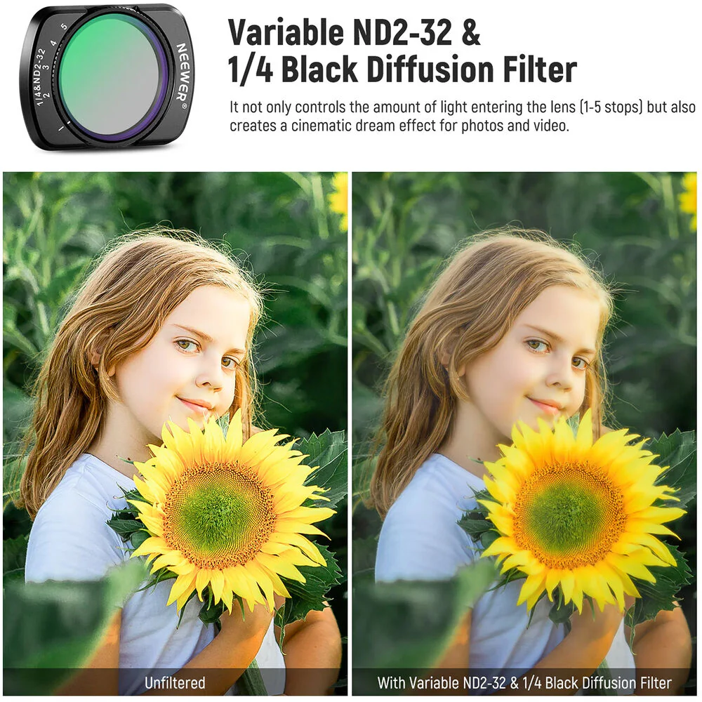 Neewer VND Black Diffusion Filter for DJI Osmo Pocket 3 (1/4 Grade) - Image 3