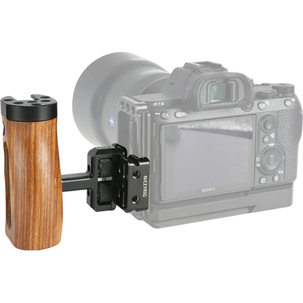 Niceyrig DSLR Wooden Side Handle with Arca-Type Quick Release Clamp - Image 2