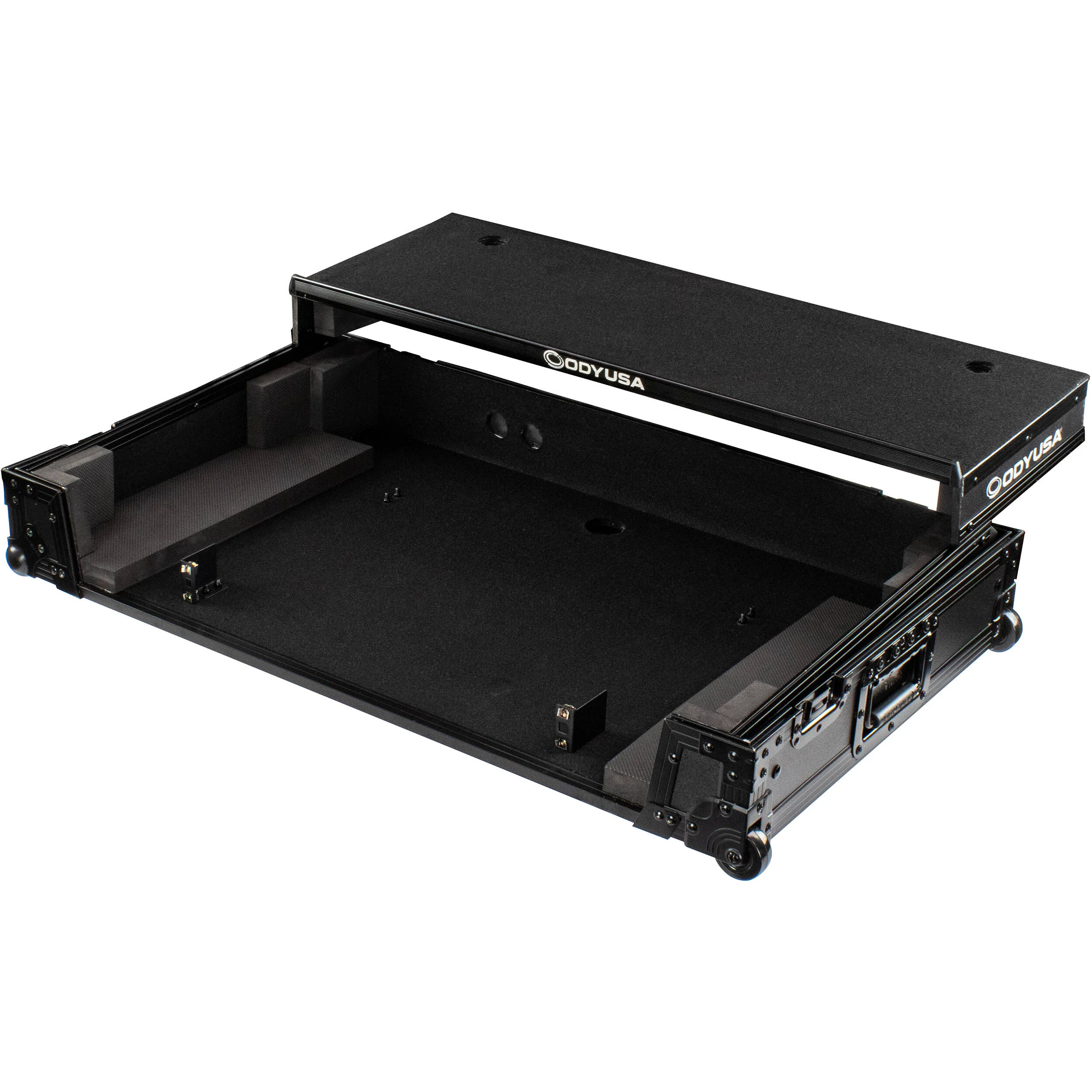 Odyssey Black Label Glide Style Flight Case with Wheels for RANE FOUR DJ Controller (Black on Black) - Image 5
