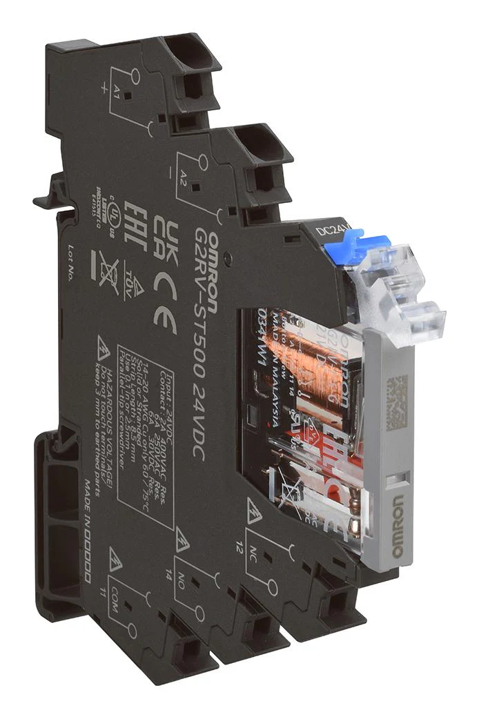 OMRON INDUSTRIAL AUTOMATION G2RV-ST500-AP 230VAC Power Relay, Ultra Slim, SPDT, 230 VAC, 50 mA, G2RV-ST Series, DIN Rail, Non Latching