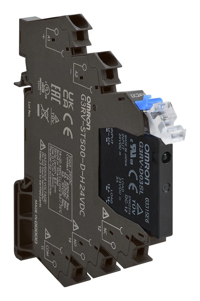 OMRON INDUSTRIAL AUTOMATION G3RV-ST700-A 230VAC Solid State Relay, Ultra Slim, 2 A, 264 VAC, DIN Rail, Panel, Screw, Zero Crossing