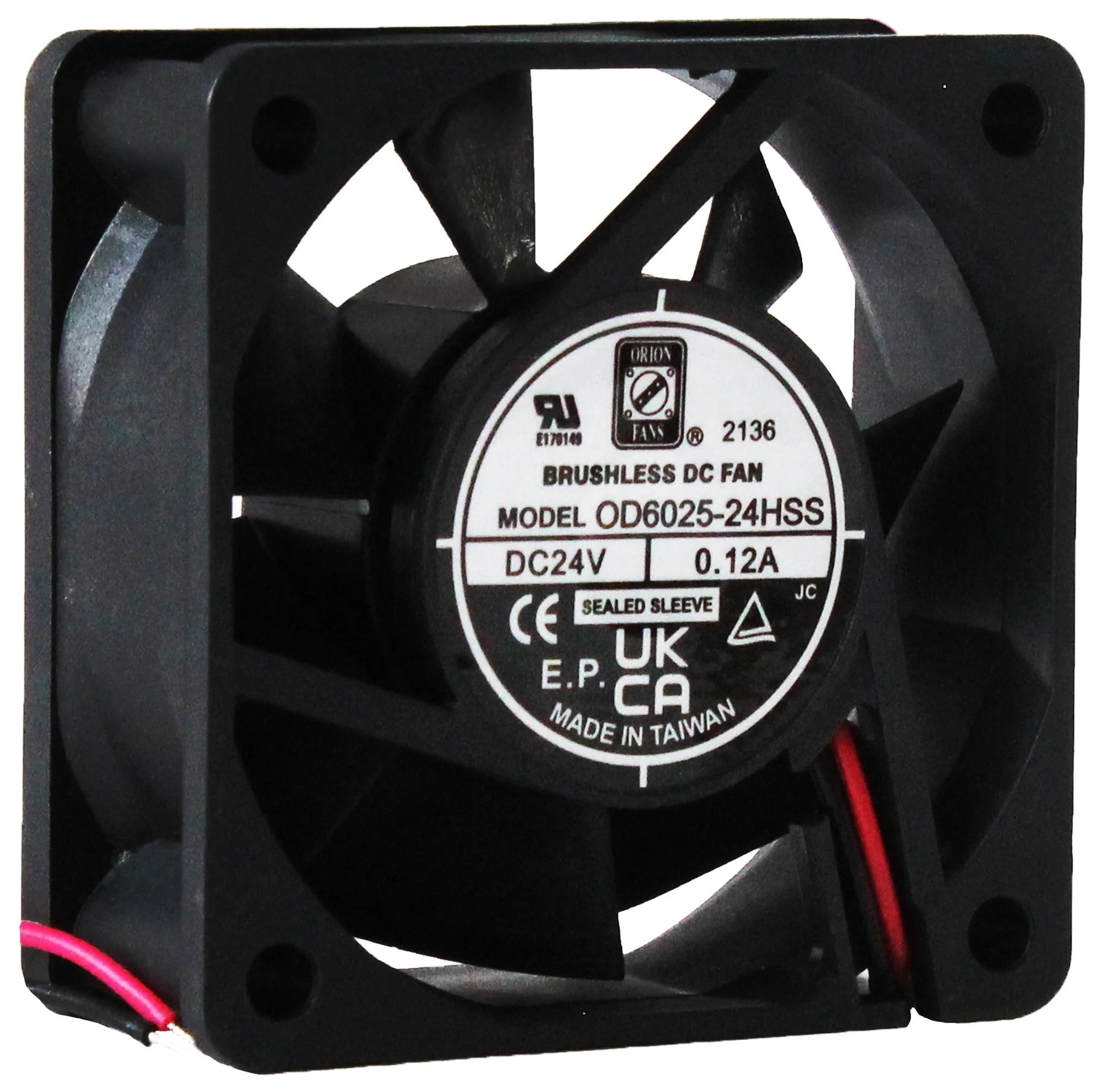 ORION FANS OD6025-24HB01A DC Axial Fan, 24 V, Square, 60 mm, 25 mm, Ball Bearing, 24 CFM - Image 3