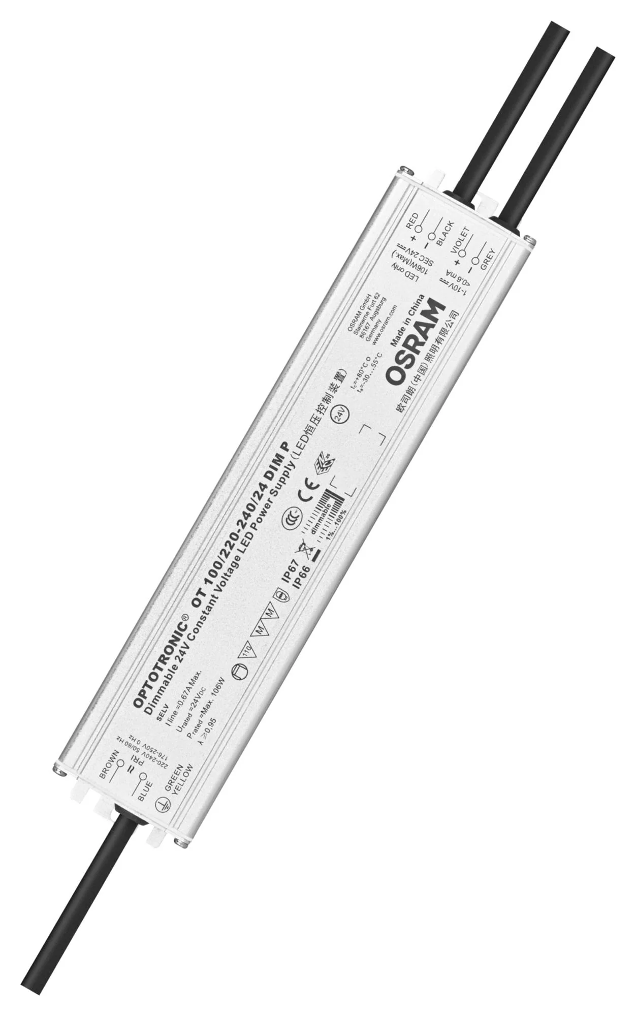 Osram OT-100/220-240/24-DIM-P OT-100/220-240/24-DIM-P LED Driver Lighting 100 W 24.2 V 4.13 A Constant Voltage 198