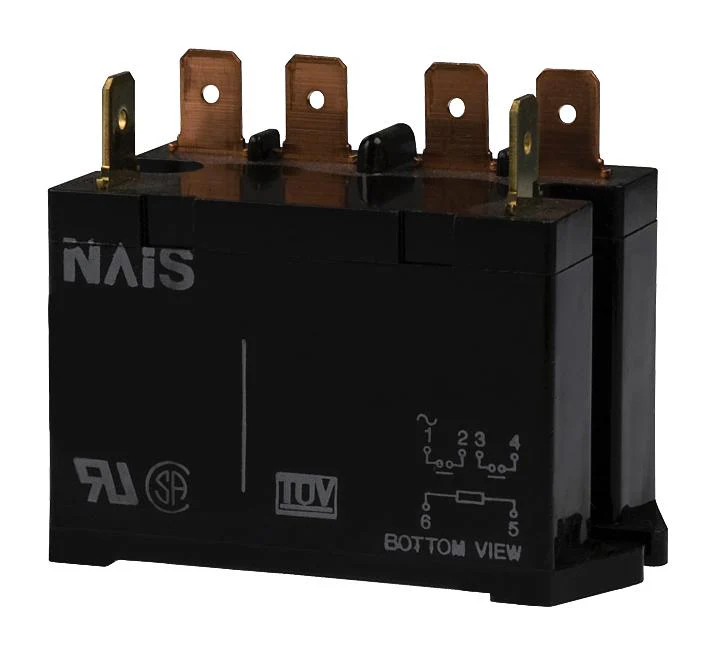 PANASONIC HE2AN-DC12V Power Relay, DPST-NO, 12 VDC, 25 A, HE Series, Panel Mount, Non Latching