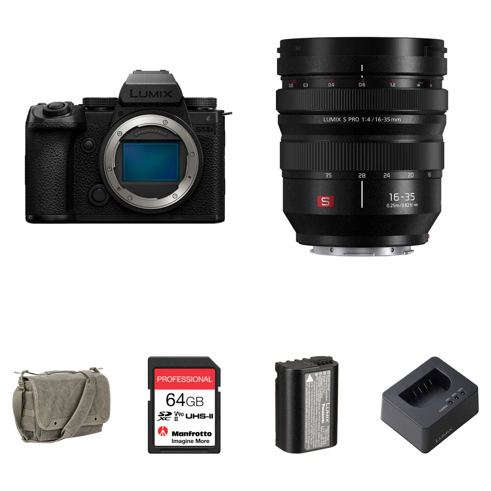 Panasonic Lumix S5 IIX Mirrorless Camera with 16-35mm f/4 Lens and Essentials+ Kit