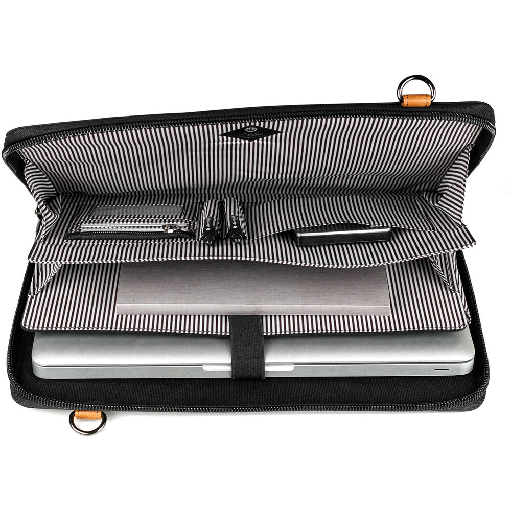 PKG International Wellington Accordion Messenger Bag (10L, Black/Tan) - Image 3
