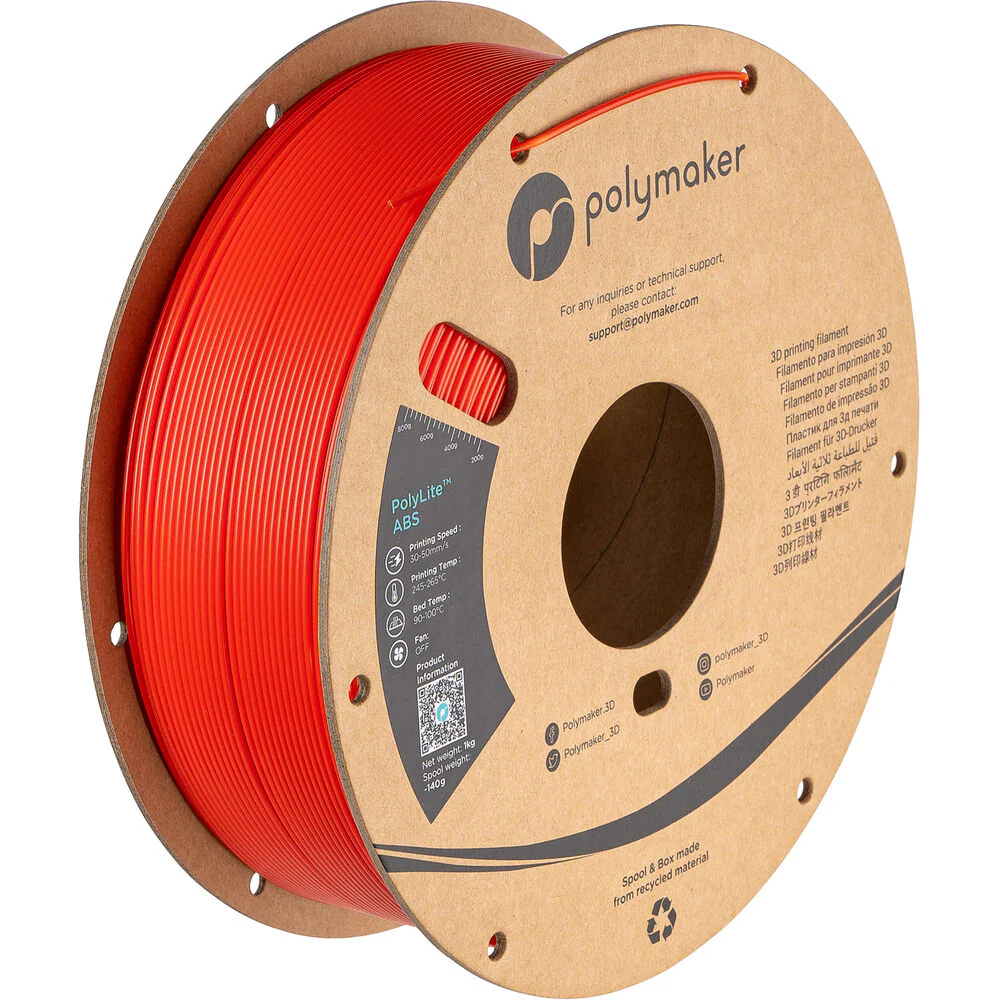 Polymaker 1.75mm PolyLite ABS Filament (1kg, Red)