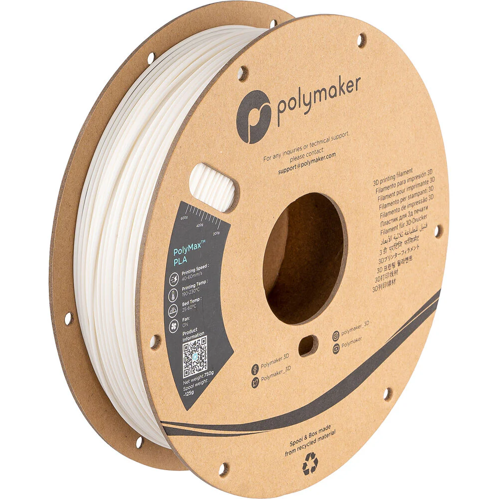 Polymaker 1.75mm PolyMax PLA Filament (750g, White)