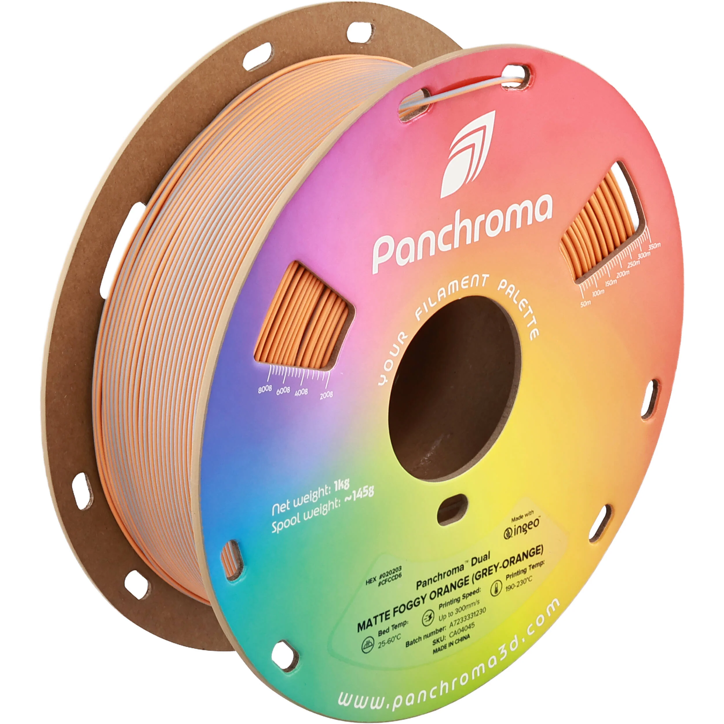 Polymaker Panchroma Dual Matte PLA Filament (1kg, Gray & Orange) - Image 5