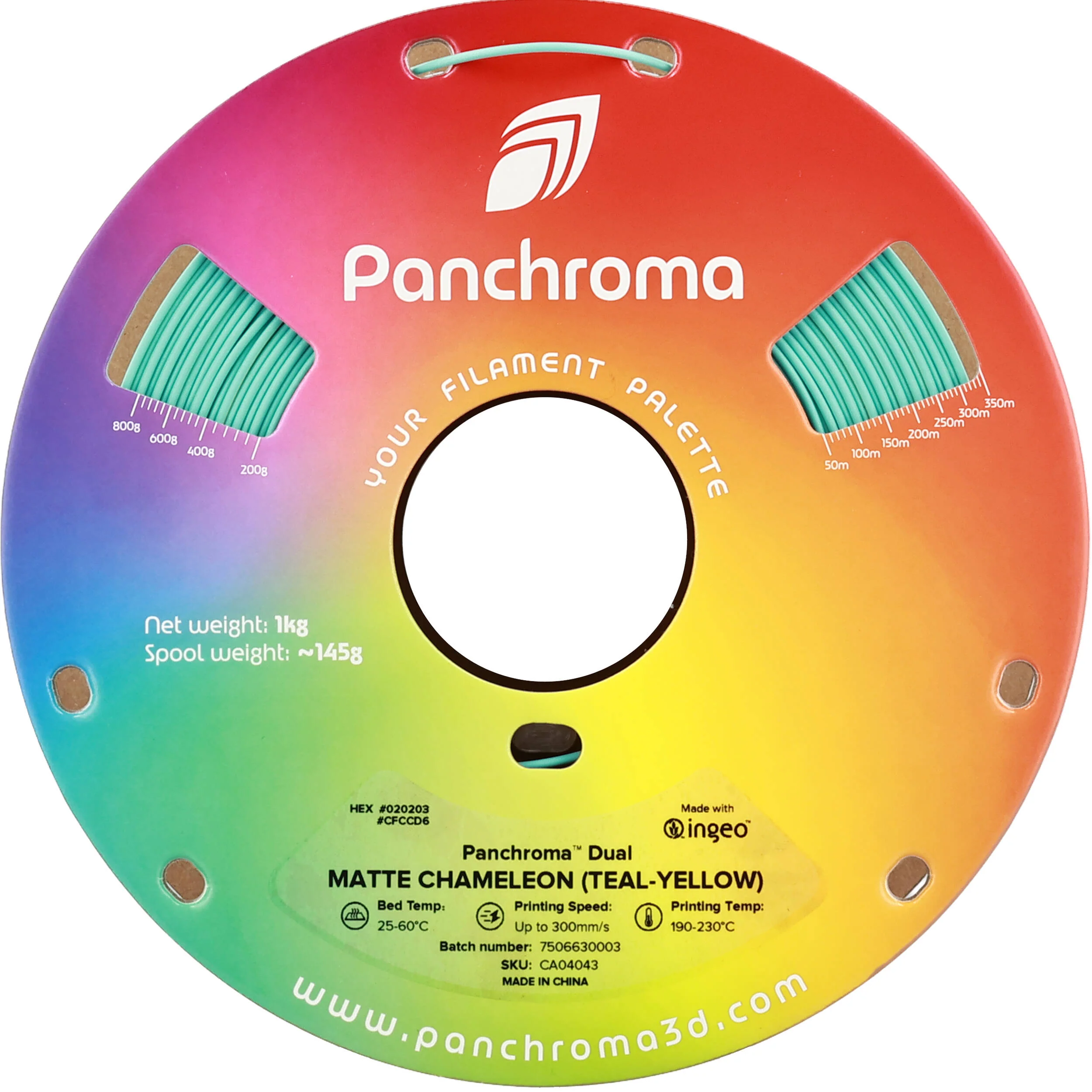 Polymaker Panchroma Dual Matte PLA Filament (1kg, Teal & Yellow) - Image 4