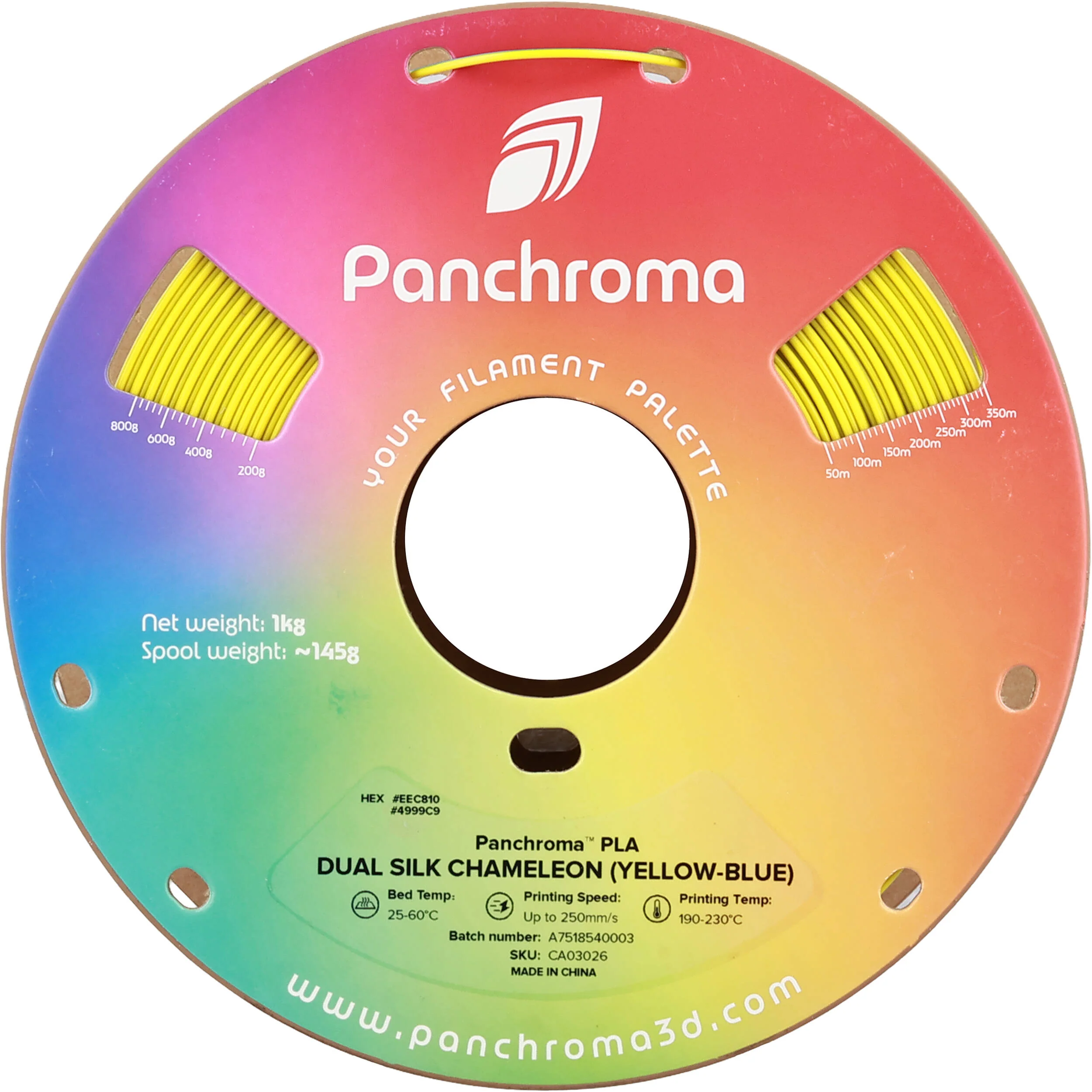 Polymaker Panchroma Dual Silk PLA Filament (1kg, Yellow & Blue Chameleon) - Image 4