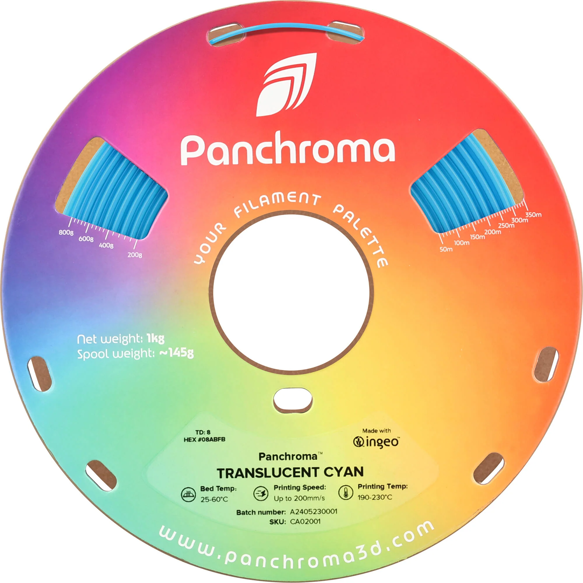 Polymaker Panchroma Translucent PLA Filament (1kg, Cyan) - Image 4
