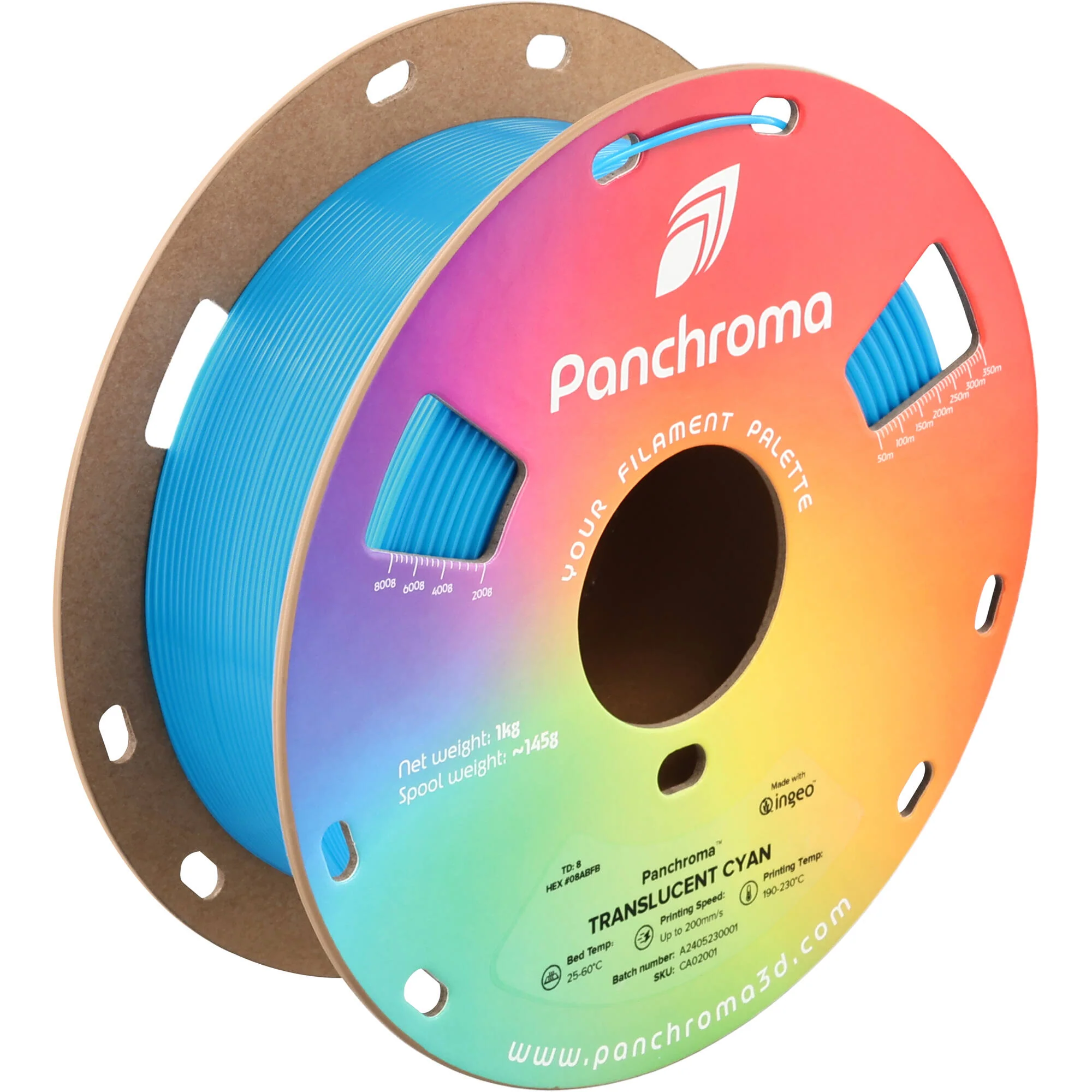 Polymaker Panchroma Translucent PLA Filament (1kg, Cyan) - Image 5
