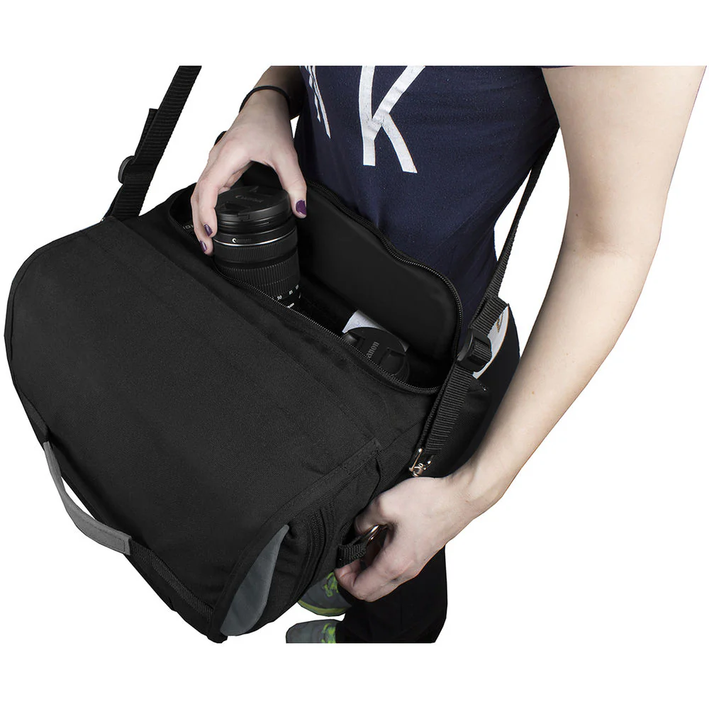 PortaBrace MS-DSLR2 Messenger Camera Bag (Large, Black) - Image 4