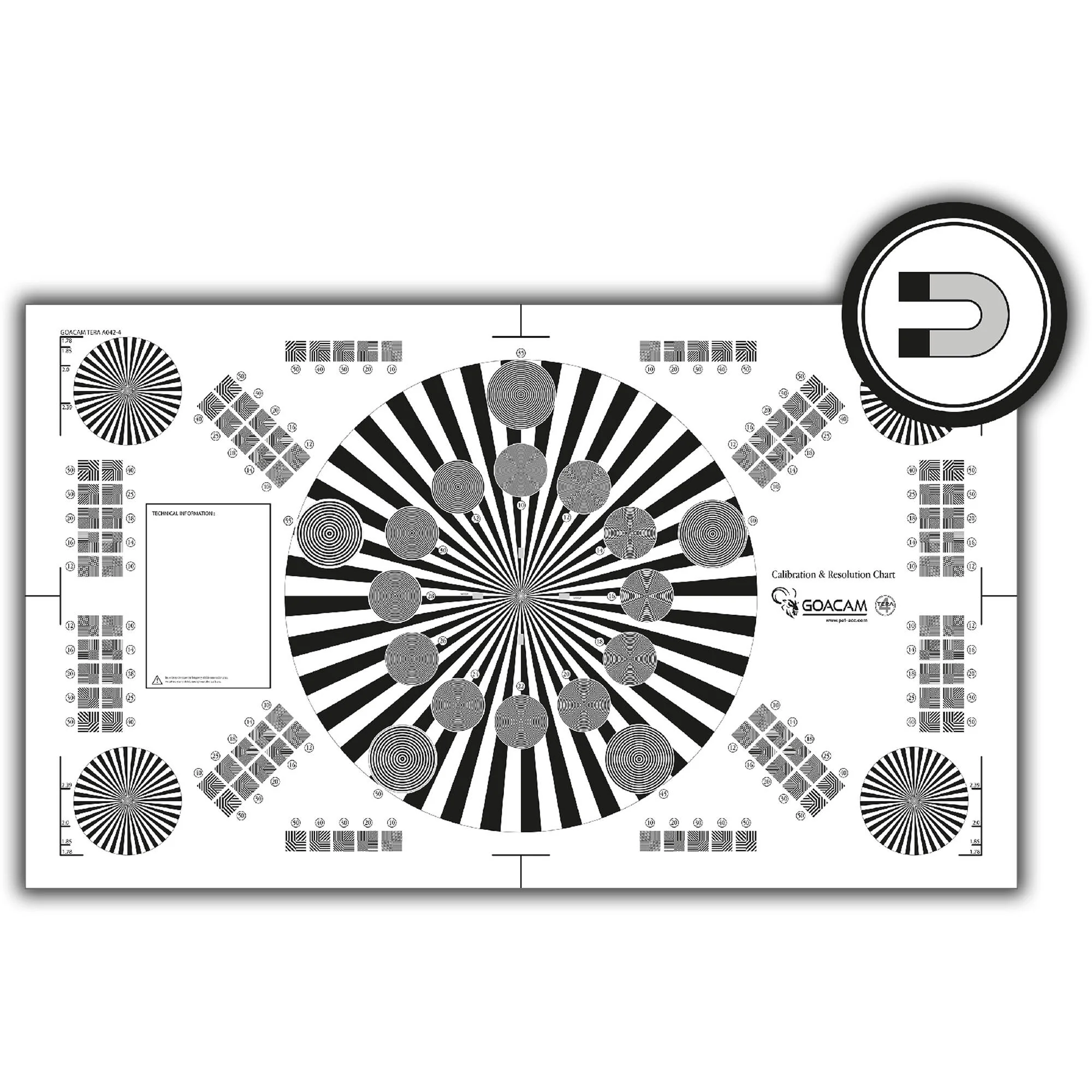 Pret a Tourner Goacam Tera 4 Calibration and Resolution Test Chart (21 x 35") - Image 2