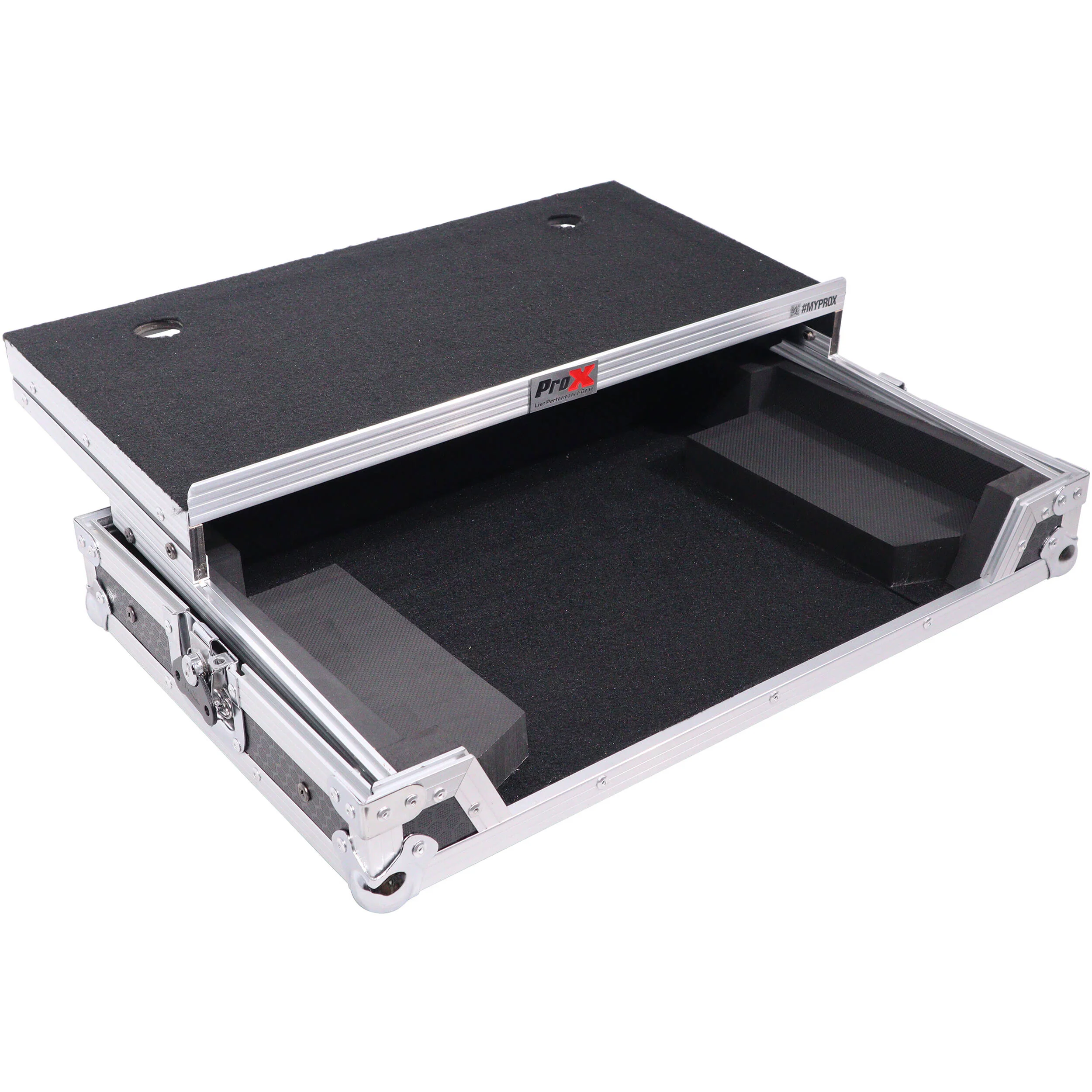 ProX ATA Flight Style Road Case for Pioneer DDJ-400 / DDJ-SB3 with Laptop Shelf (Silver-on-Black) - Image 3