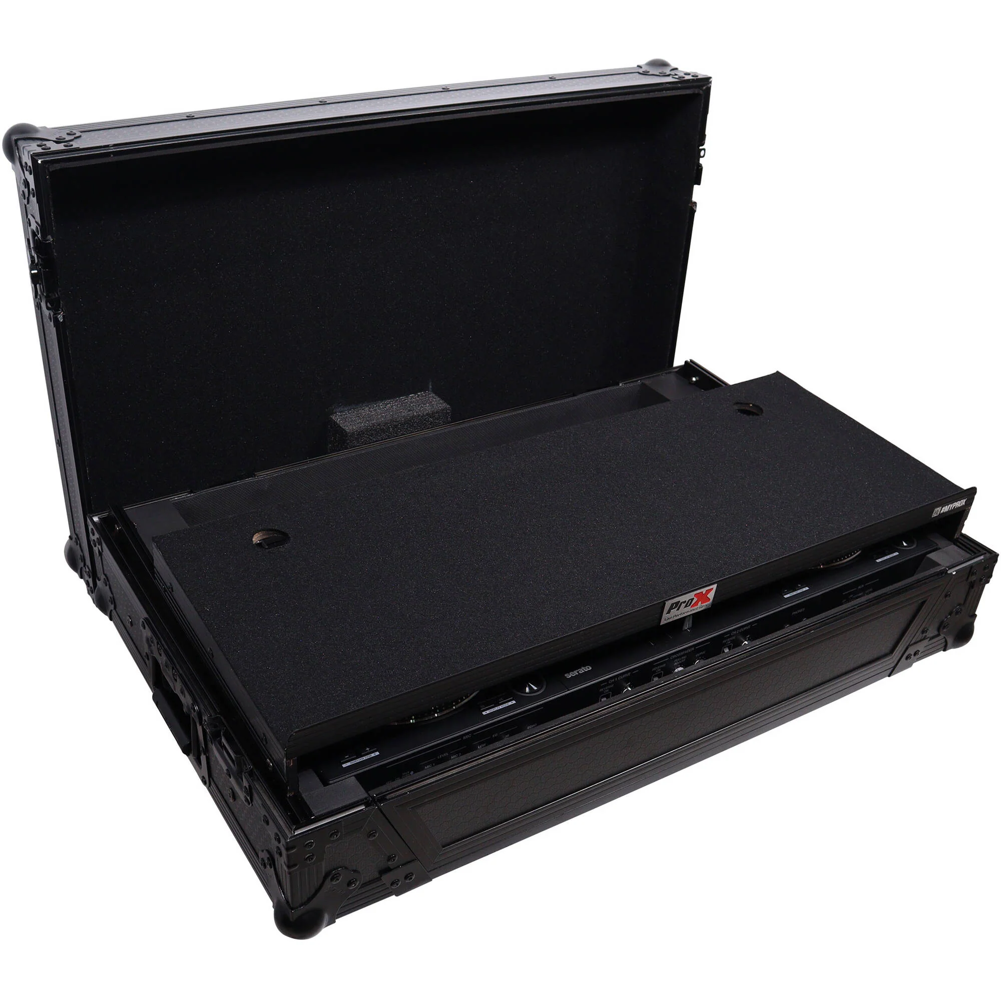 ProX ATA Flight Style Road Case for Pioneer DDJ-FLX10 DJ Controller with Laptop Shelf (All Black) - Image 3