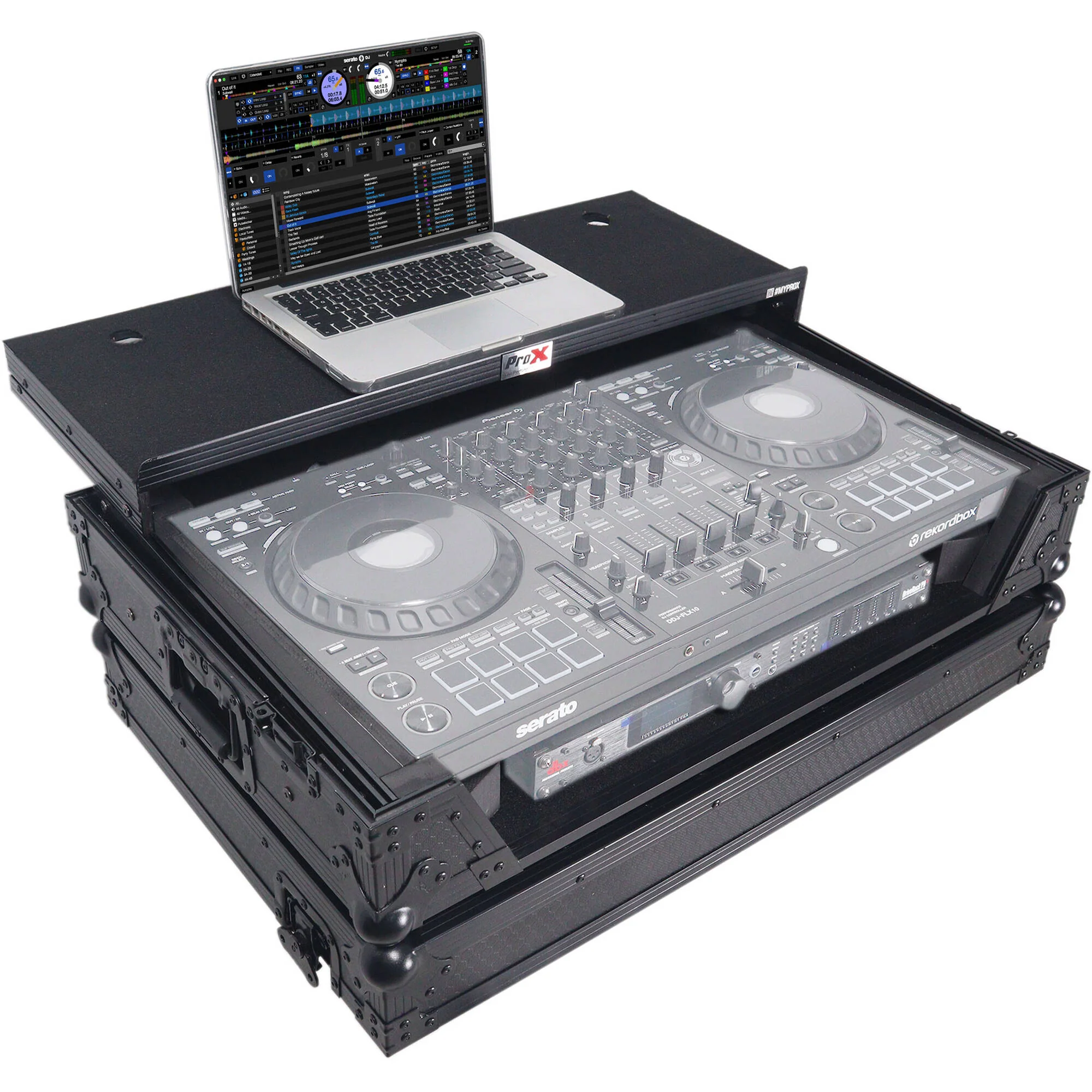 ProX ATA Flight Style Road Case for Pioneer DDJ-FLX10 DJ Controller with Laptop Shelf (All Black) - Image 5